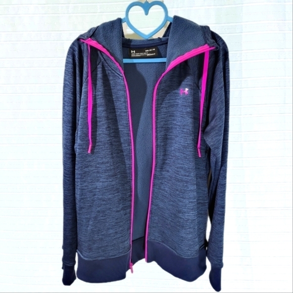 Under Armour ColdGear Jacket Full Zip in Heather Blue Size Medium - Picture 1 of 8